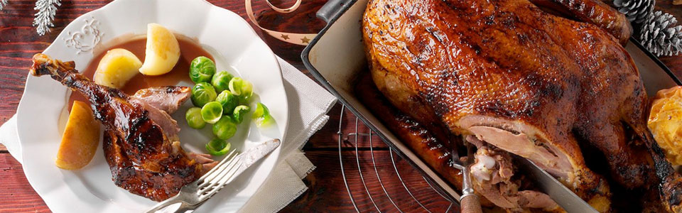 Gänsebraten mit Rosenkohl